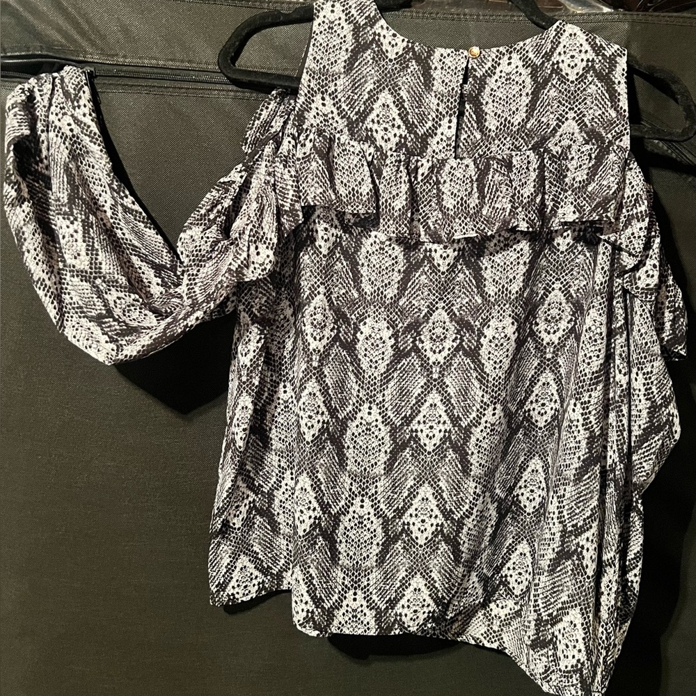 Wisp Snakeskin Cold-Shoulder Blouse
